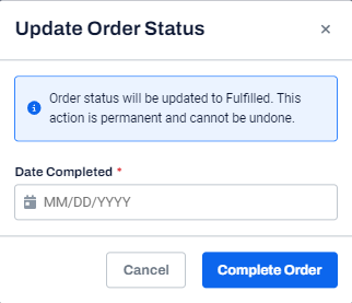 Order completed date